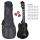 UK 01 Black ukulele sopranowe czarne pokrowiec, kostki, akordy