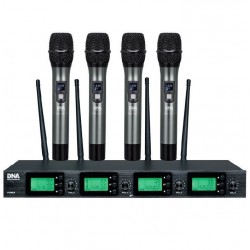 DNA RV-4 MIX mikrofon bezprzewodowy 2x nadajnik doręczny 2x nadajnik nagłowny + bodypack odbiornik zestaw UHF 518-542 MHz