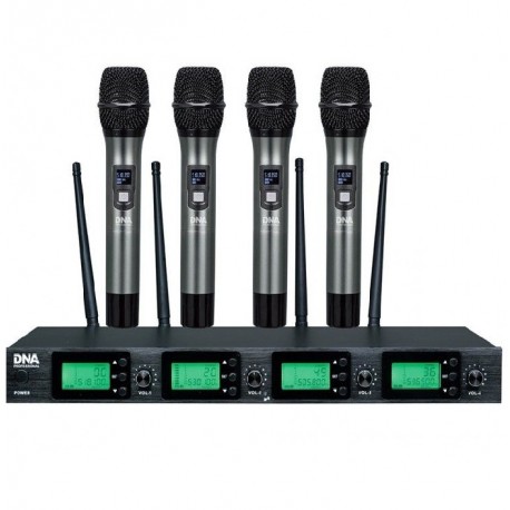 DNA RV-4 MIX mikrofon bezprzewodowy 2x nadajnik doręczny 2x nadajnik nagłowny + bodypack odbiornik zestaw UHF 518-542 MHz