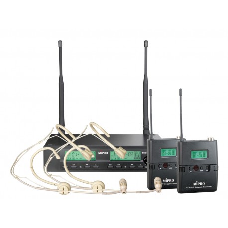 Mipro ACT 312 B / 32 T x 2/MU 53 HNS x 2 Zestaw bezprzewodowy z dwoma mikrofonami nagłownymi
