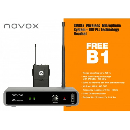NOVOX FREE B1 zestaw bezprzewodowy: 1 mikrofon nagłowny