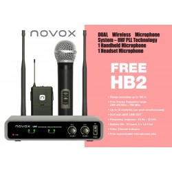 NOVOX FREE HB2 zestaw bezp.: 1 mikrofon do ręki + 1 mikrofon nagłowny